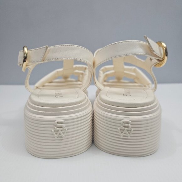 NEW Stuart Weitzman Nolita Sandal Women 11 Cream Caged Gladiator Chunky Platform - Picture 10 of 14